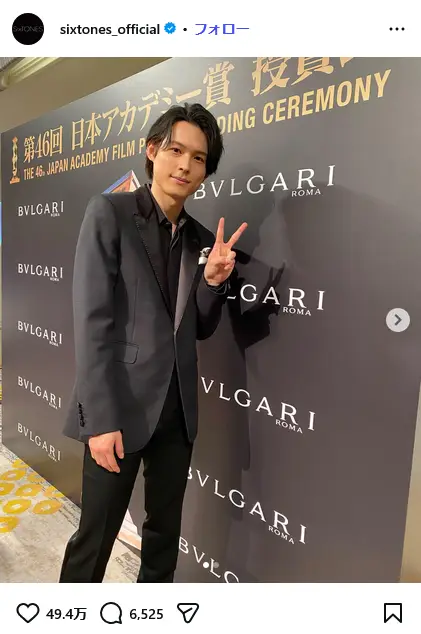 第9位：松村北斗（SixTONES）（129票）