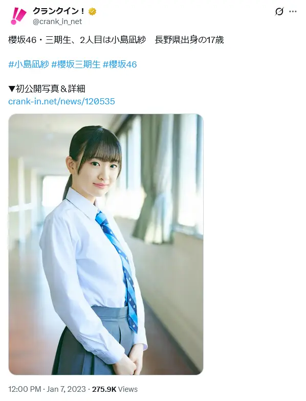 第5位：小島凪紗（櫻坂46）／長野出身（210票）