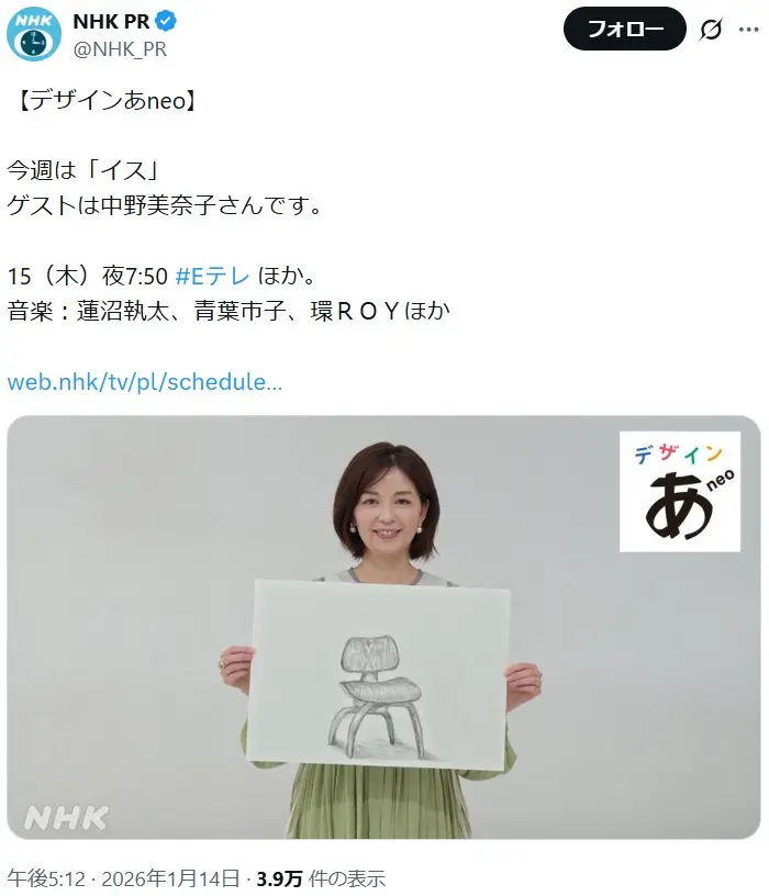 第7位：中野美奈子（250票）