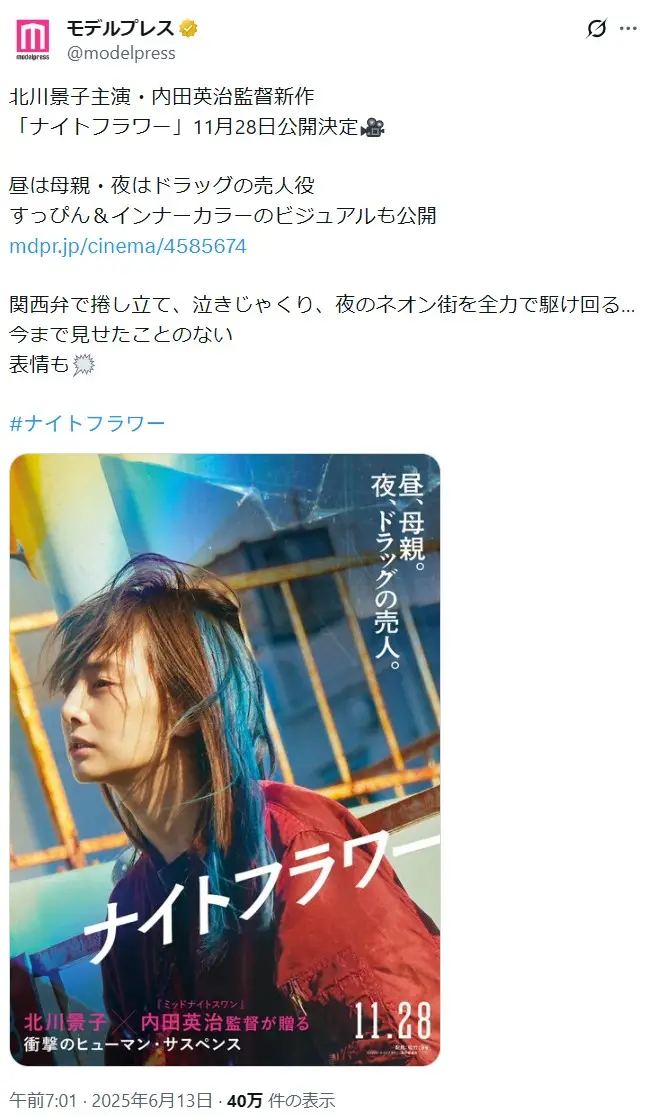 第2位:北川景子(557票)