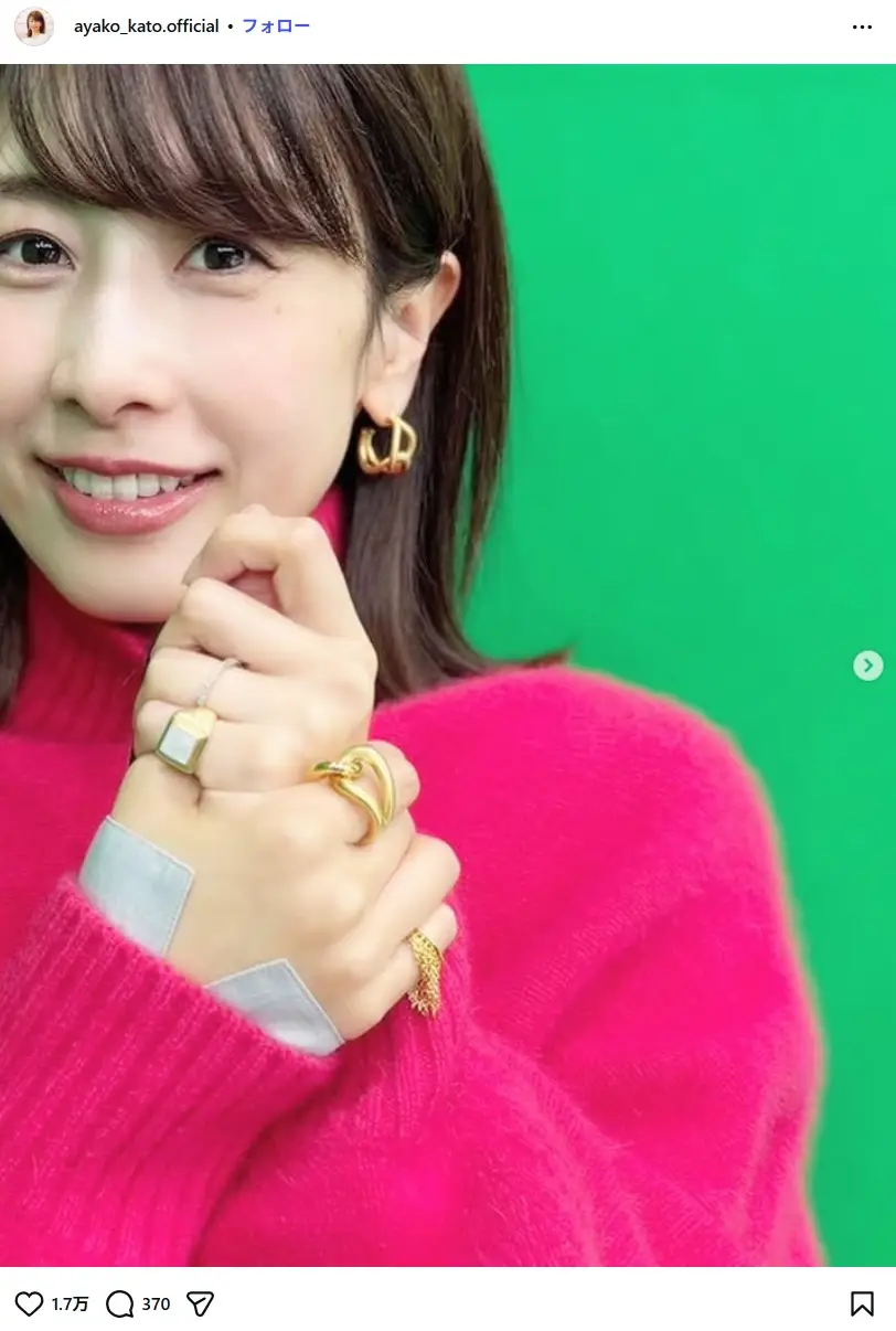 第3位:加藤綾子(384票)