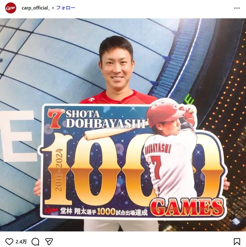 第2位:堂林翔太(318票)