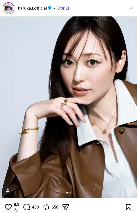 第9位:福原遥(105票)