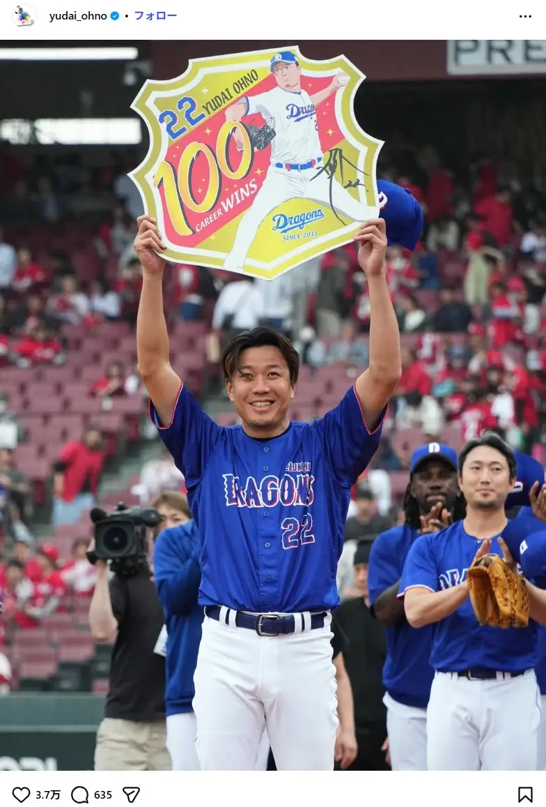 第6位:大野雄大(222票)
