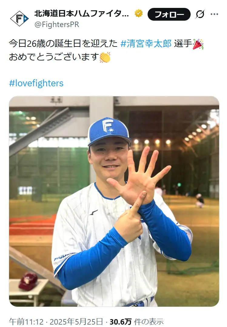 第6位:清宮幸太郎(北海道日本ハムファイターズ)(107票)