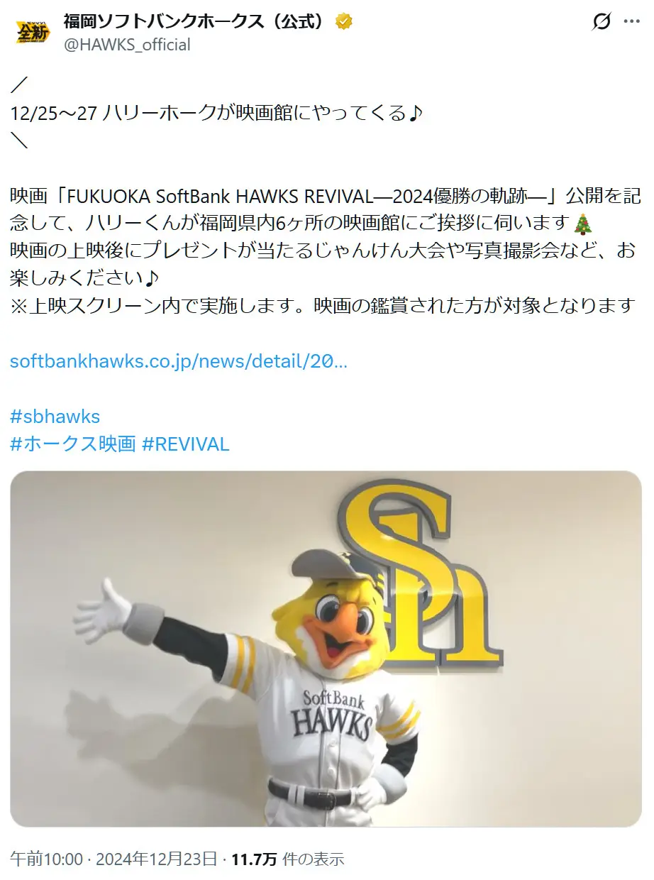 第8位：ハリーホーク（福岡ソフトバンクホークス）（221票）