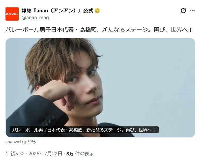 第1位：髙橋藍（324票）