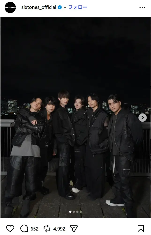 第5位:SixTONES(166票)