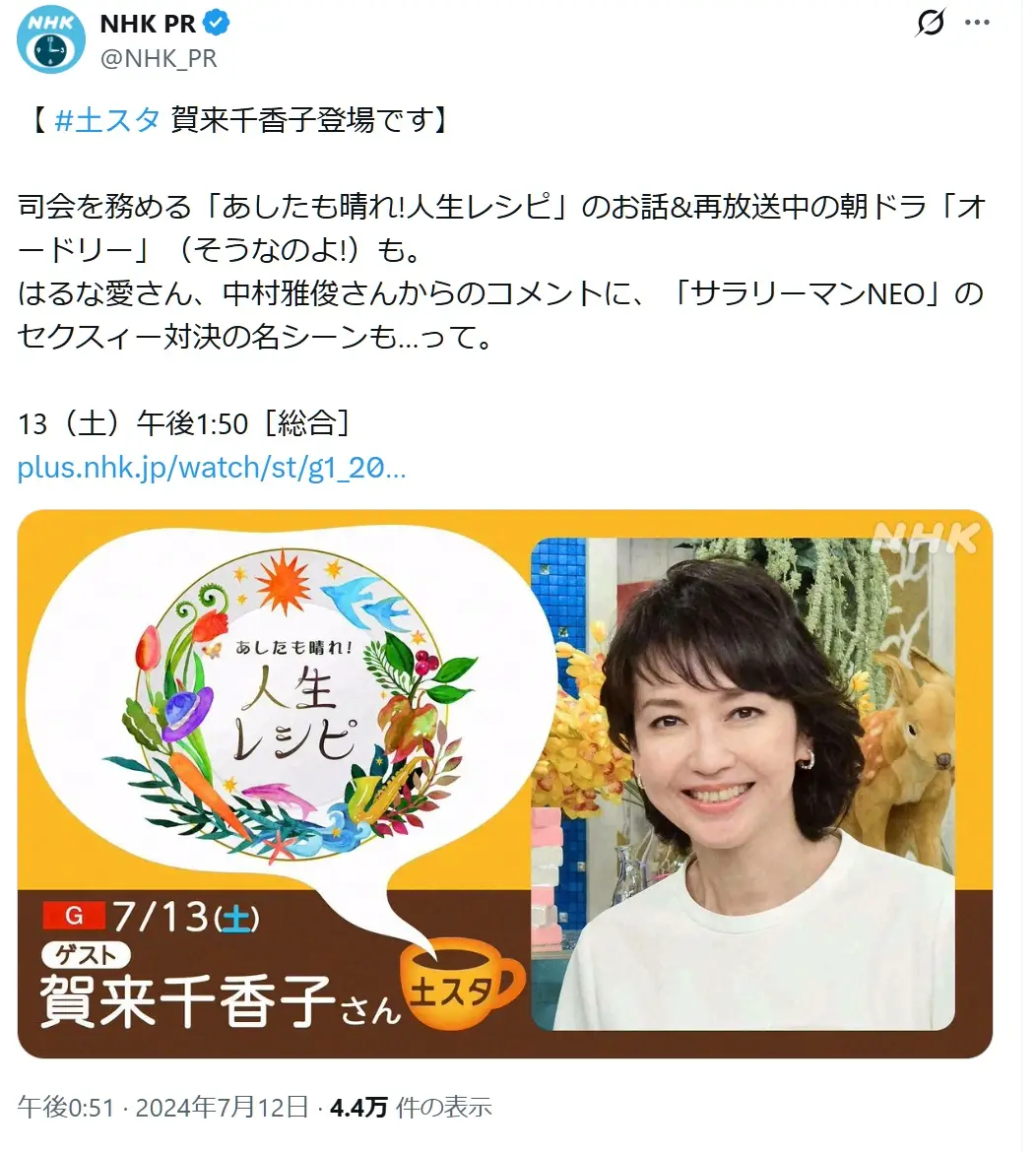 第8位:賀来千香子(178票)