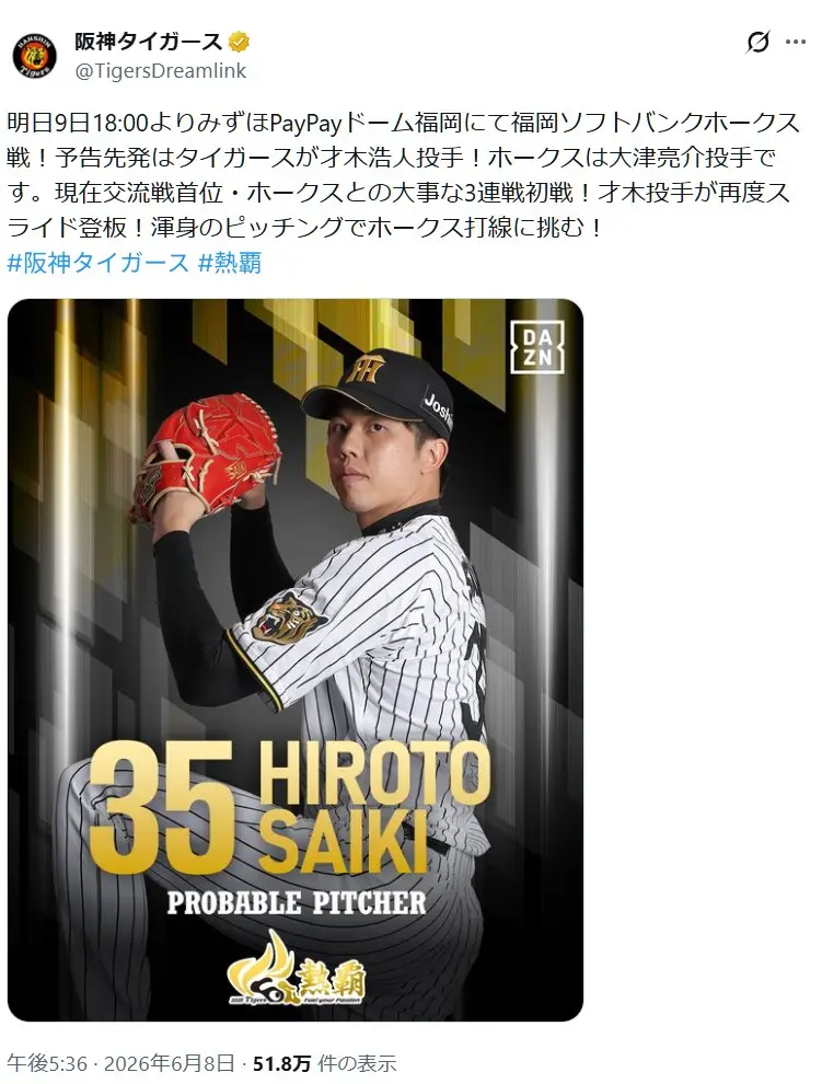 第5位：才木浩人（阪神タイガース）（197票）