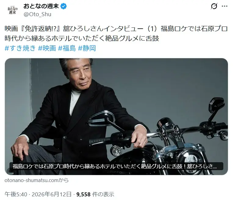 第4位：舘ひろし（142票）