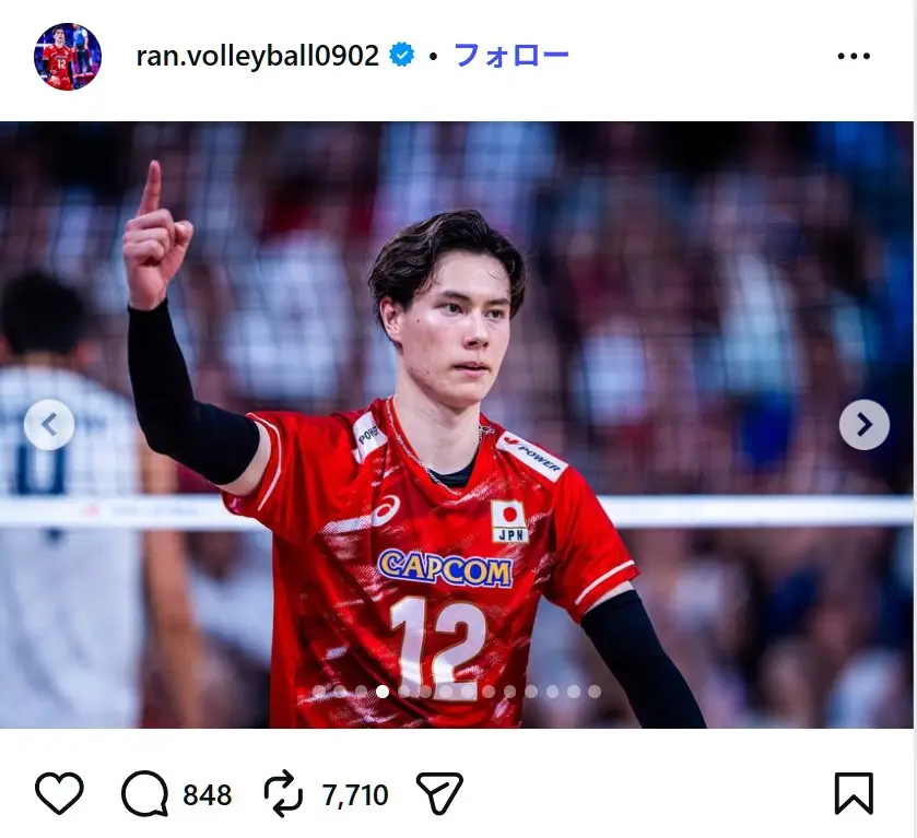 第1位：髙橋藍（336票）