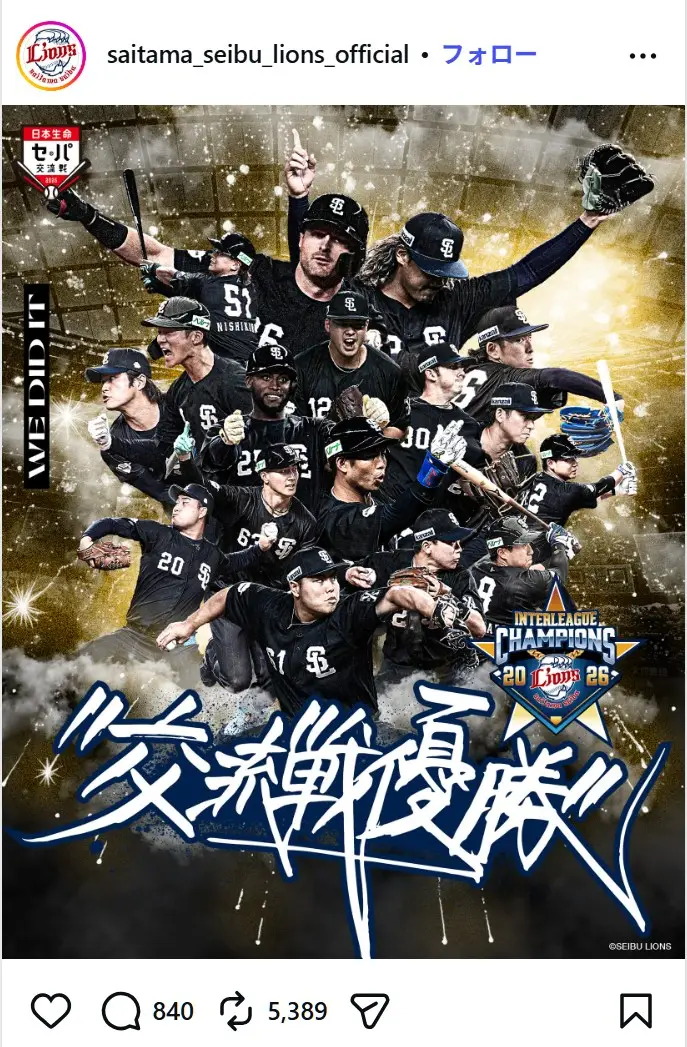 第9位:埼玉西武ライオンズ(305票)※同率