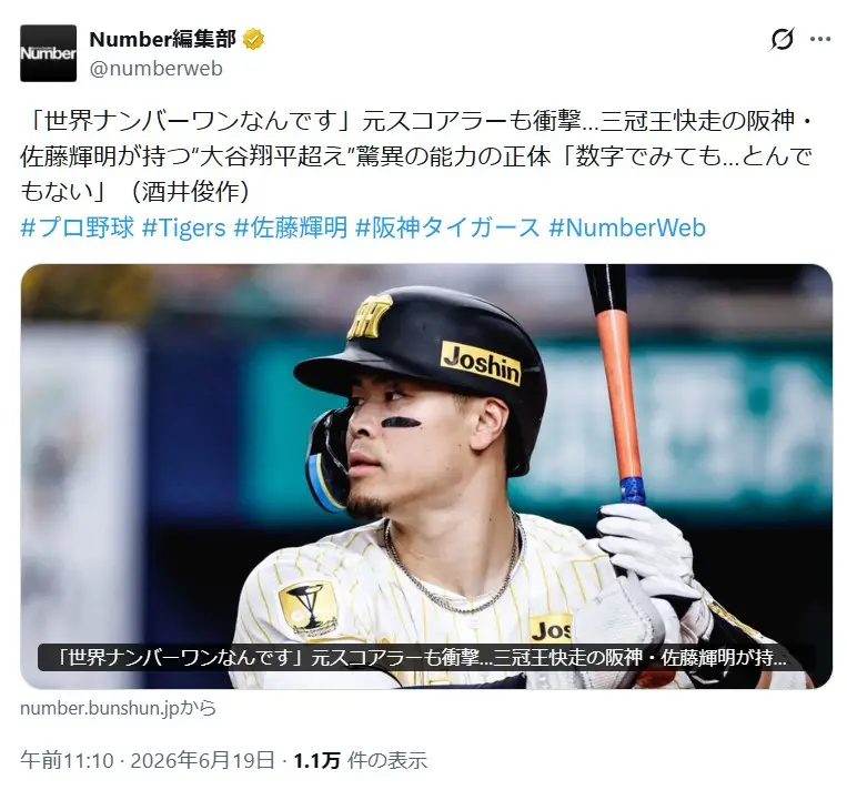 第1位:佐藤輝明(阪神タイガース)(355票)