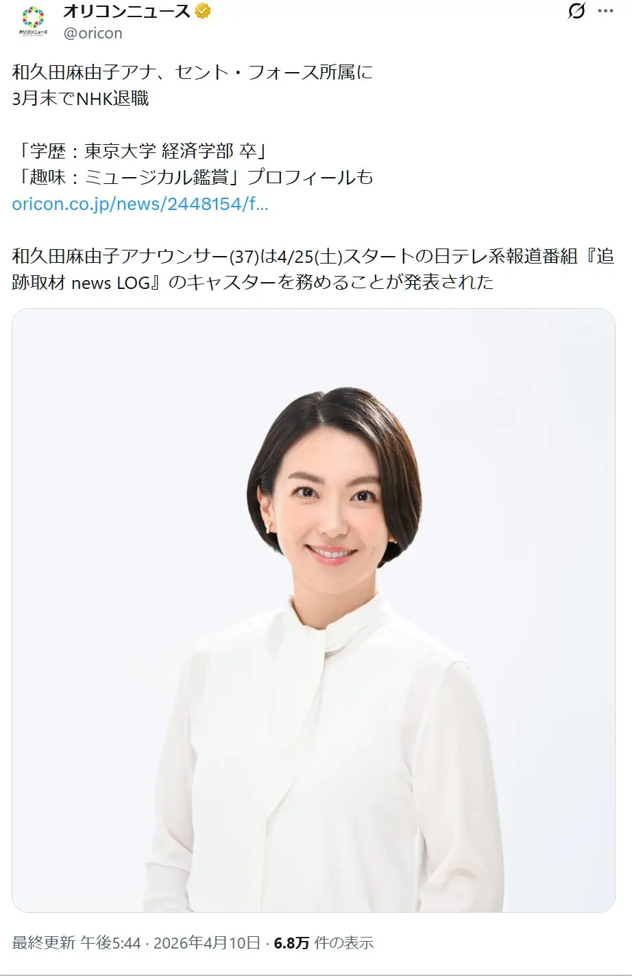 第4位：和久田麻由子（268票）