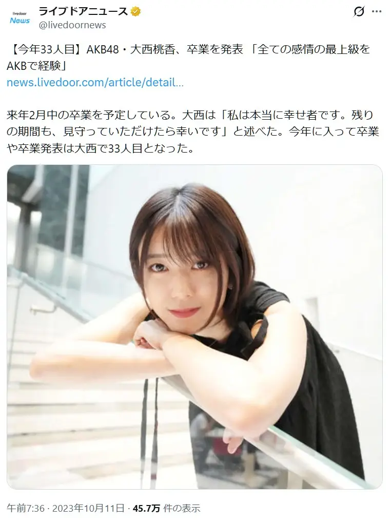 第9位:大西桃香(131票)