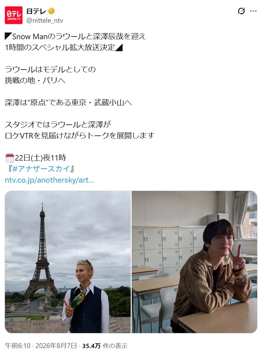 第8位：ふかラウ（深澤辰哉×ラウール）（48票）