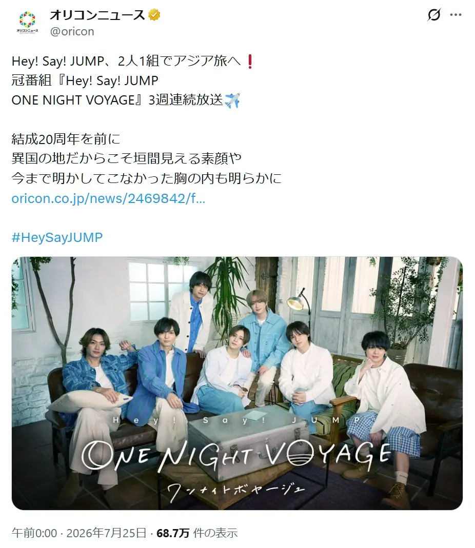第6位：Hey! Say! JUMP（203票）