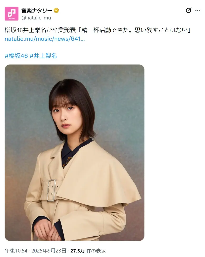 第6位:井上梨名(129票)