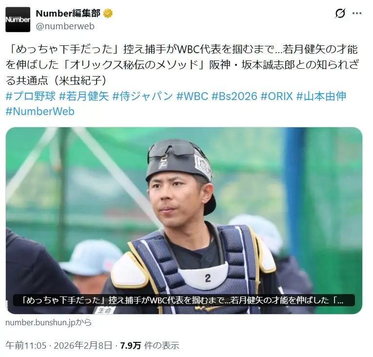 第9位:若月健矢(オリックス・バファローズ)(104票)