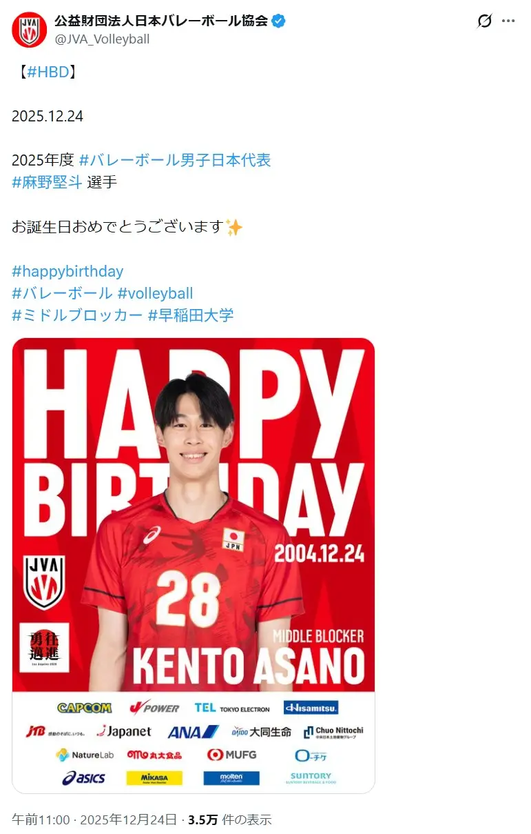 第5位:麻野堅斗/207cm(129票)