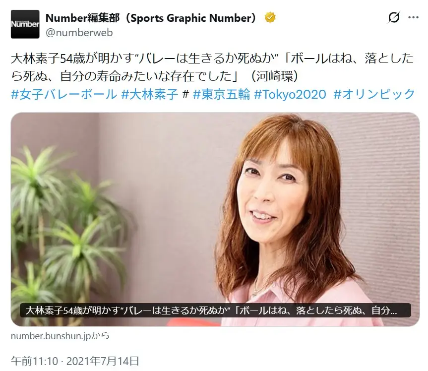 第5位:大林素子(190票)