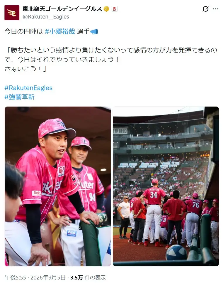 第4位:東北楽天ゴールデンイーグルス(618票)
