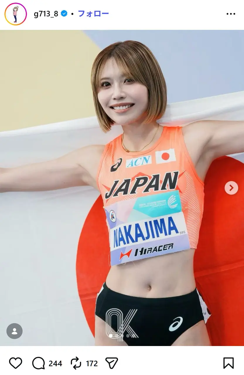 第1位:中島ひとみ(100mハードル)(497票)