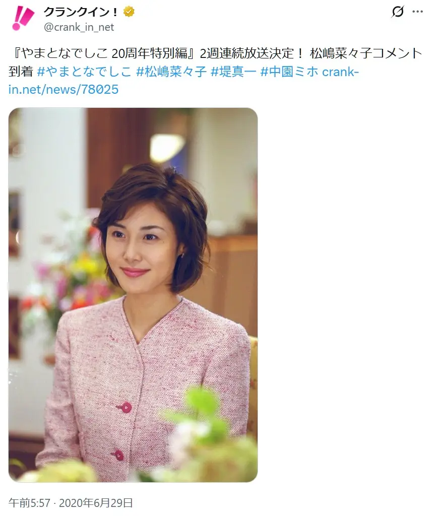 第8位:松嶋菜々子(193票)