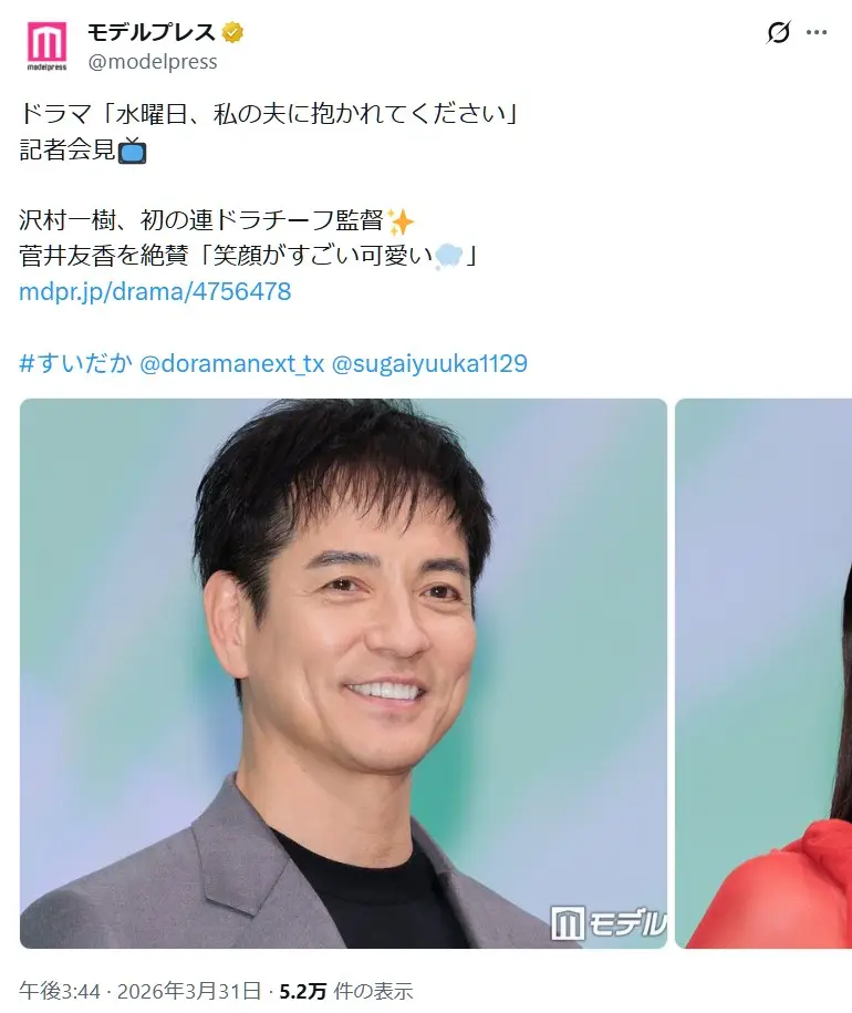 第1位：沢村一樹（200票）