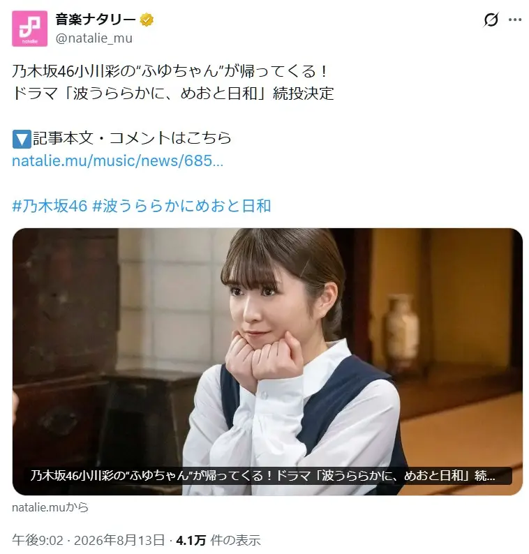 第1位:小川彩(乃木坂46)(110票)