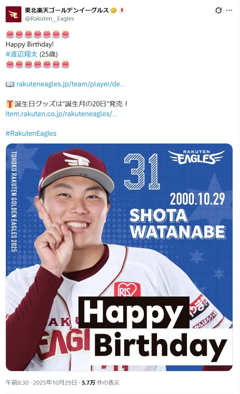 第5位:渡辺翔太(126票)