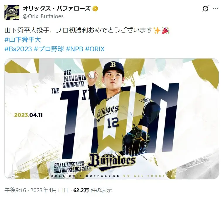 第9位：山下舜平大（135票）