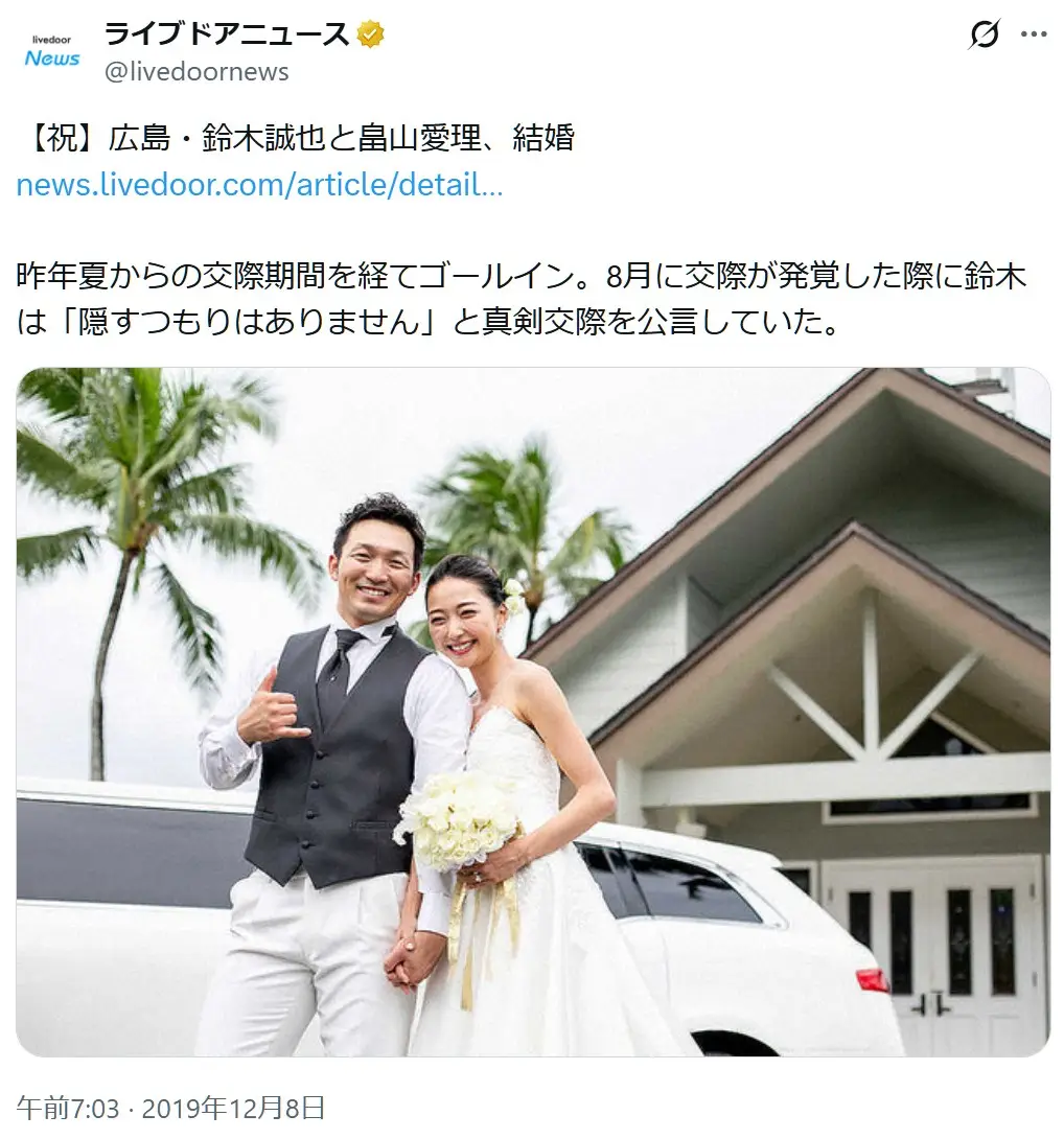 第4位:鈴木誠也(野球)×畠山愛理(新体操)(109票)