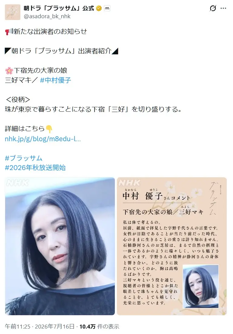 第9位:中村優子(151票)