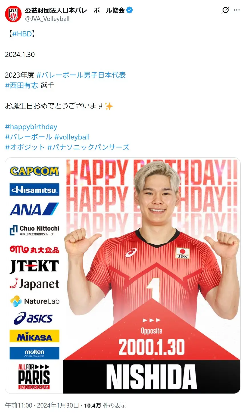 第5位：西田有志（94票）