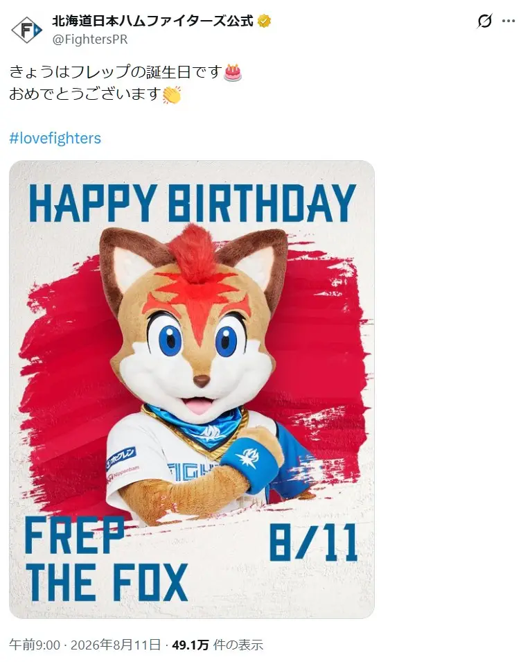 第5位:フレップ・ザ・フォックス(北海道日本ハムファイターズ)(242票)