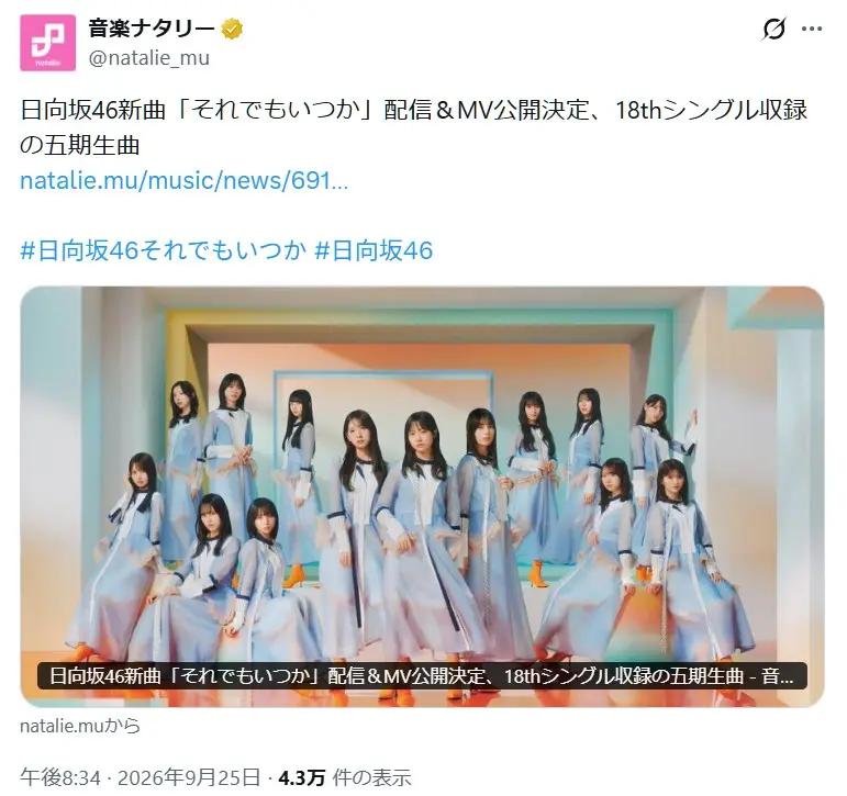 第5位：日向坂46（45票）